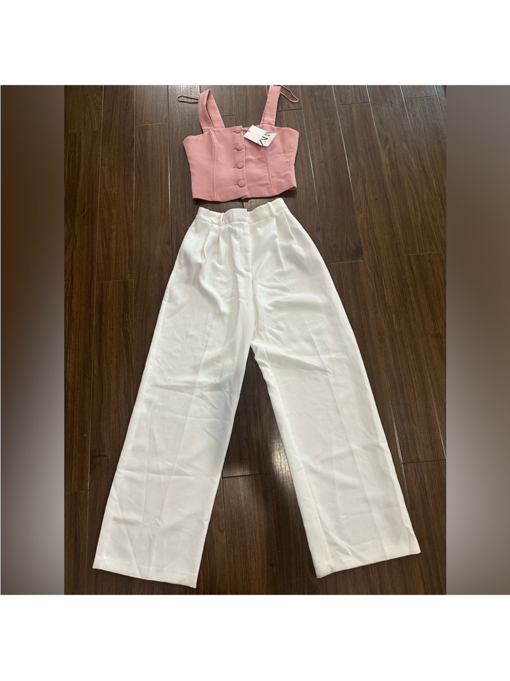 Zara White High-Waist Wide-Leg Pants